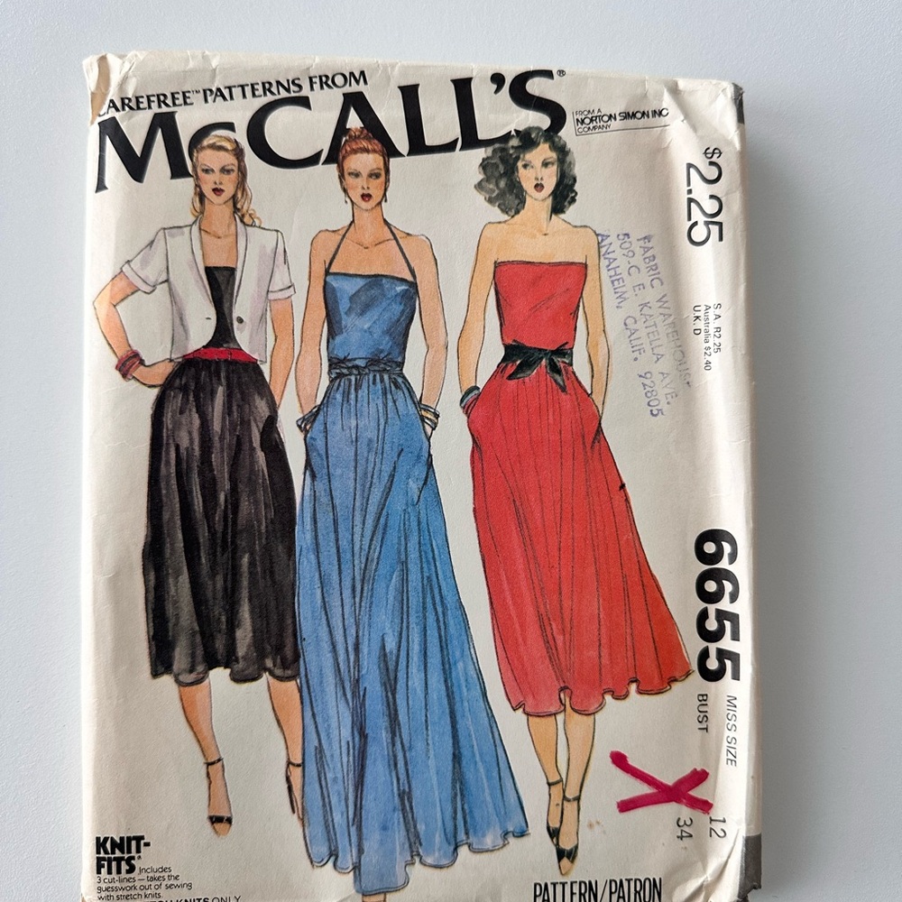 McCall's Women's Vintage Pattern Dress in Black, Blue, Red